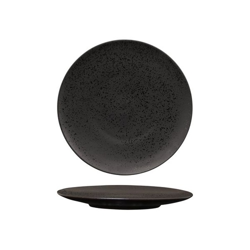 Luzerne Lava Black Round Flat Coupe Plate Black 225mm - Box of 6