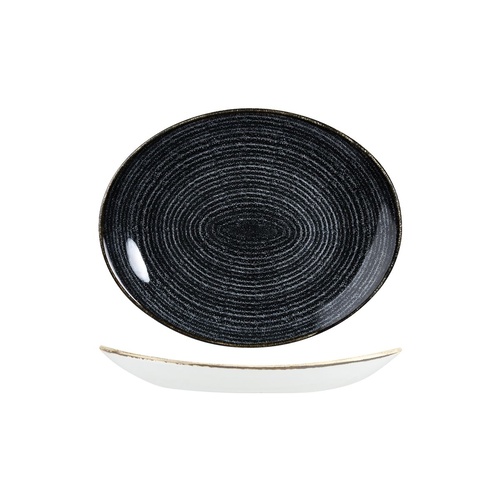 Studio Prints Homespun Oval Coupe Plate Charcoal Black 270x229mm - Box of 12