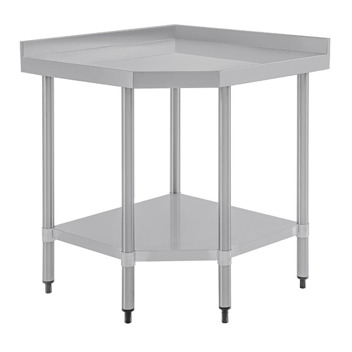 Vogue Stainless Steel Corner Table 800 x 600 x 960mm