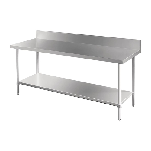 Vogue Premium Stainless Steel Table with Splashback - 1800 x 600 x 900mm