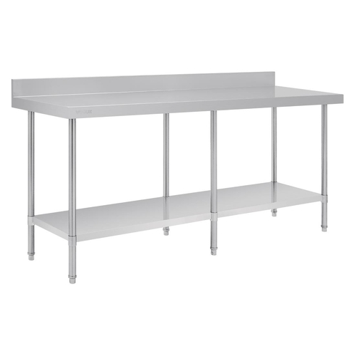 Vogue Premium Stainless Steel Table with Splashback - 2100 x 600 x 900mm