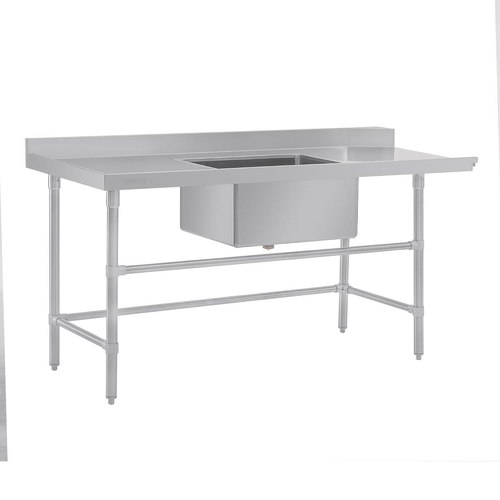 Vogue Dishwasher Inlet Table with Sink (90mm outlet) - 1800 x 700 x 960mm L/H