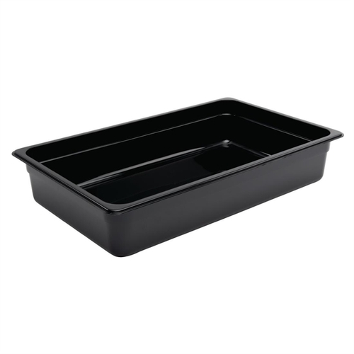 Vogue Black Polycarbonate 1/1 Gastronorm Tray 100mm