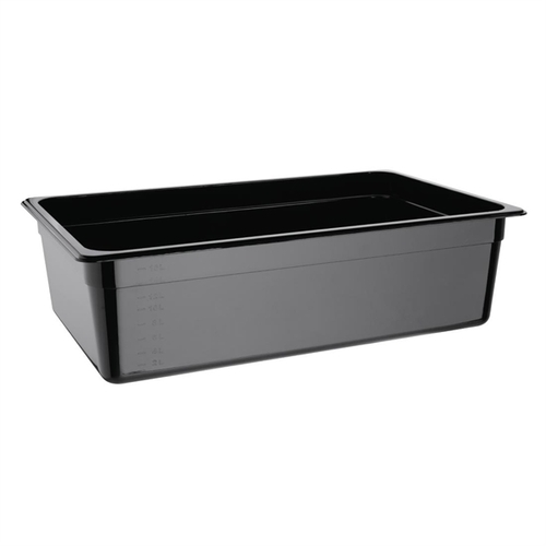 Vogue Black Polycarbonate 1/1 Gastronorm Tray 150mm