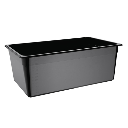 Vogue Black Polycarbonate 1/1 Gastronorm Tray 200mm