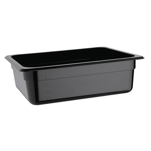 Vogue Black Polycarbonate 1/2 Gastronorm Tray 100mm