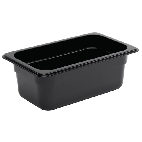 Vogue Black Polycarbonate 1/4 Gastronorm Tray 100mm