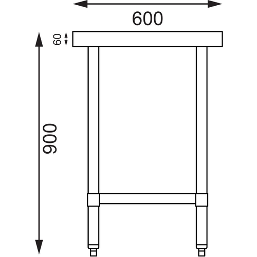 Vogue Stainless Steel Prep Table 1800x600x900mm - T378