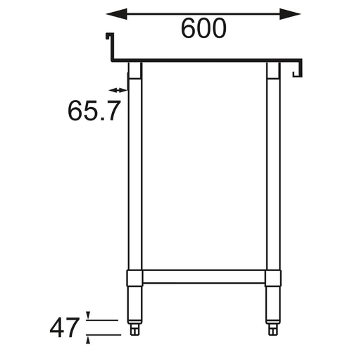 Vogue Stainless Steel Prep Table with Splashback 1200x600x900mm - T381