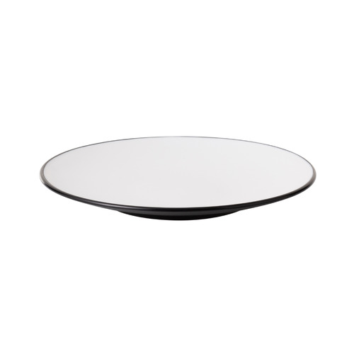 Coucou Melamine Round Plate 23cm - White & Black - 11PL23WB