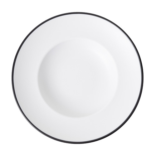 Coucou Melamine Round Deep Plate 26.5cm - White & Black