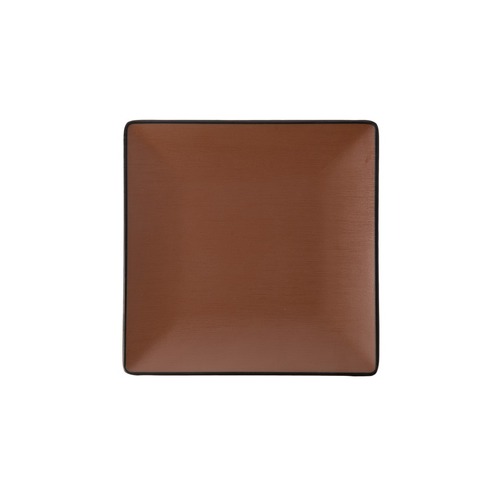 Coucou Melamine Square Plate 17.5 x 17.5cm - Brown & Black