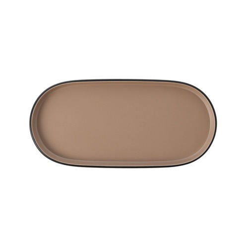 Coucou Melamine Dual Colour Oblong Plate 23.5x11cm - Beige & Black