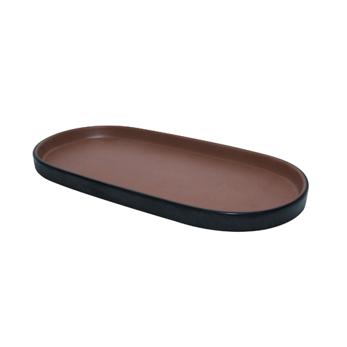 Coucou Melamine Oval Plate 26.2x12.8x1.8cm - Brown & Black - 14PL26BB