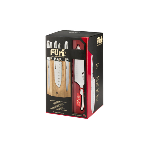 Furi Pro Hexagonal Magnetic Acacia Wood Knife Block Set 7pc