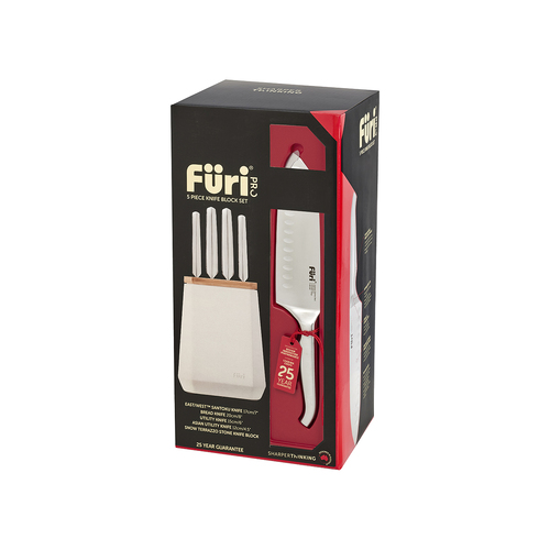 Furi Pro Stone Snow Terrazo Knife Block Set 5pc