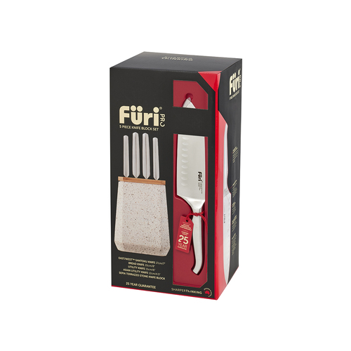 Furi Pro Stone Sepia Terrazo Knife Block Set 5pc