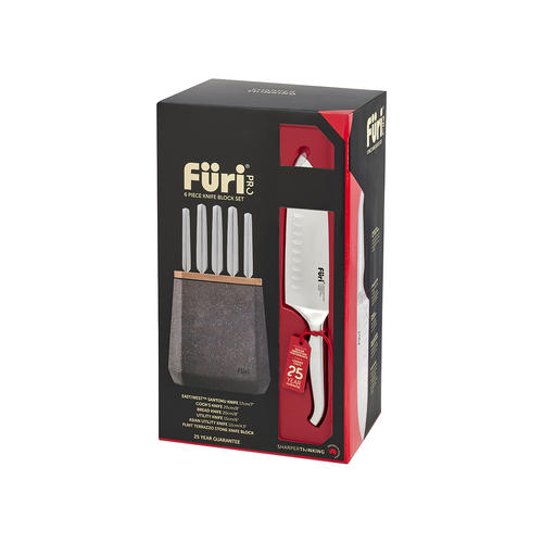 Furi Pro Stone Flint Terrazo Knife Block Set 6pc