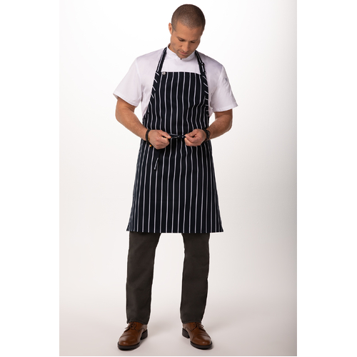 Striped Bib Apron No Pocket - Navy/White - APKNW - APKNW