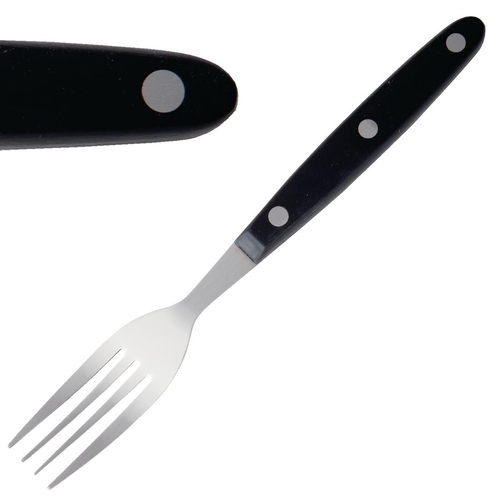 Olympia Steak Fork Black Handle 200mm (Box of 12) - C135