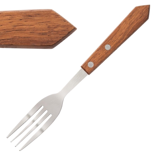 Olympia Steak Fork Wooden Handle 190mm (Box of 12) - C137