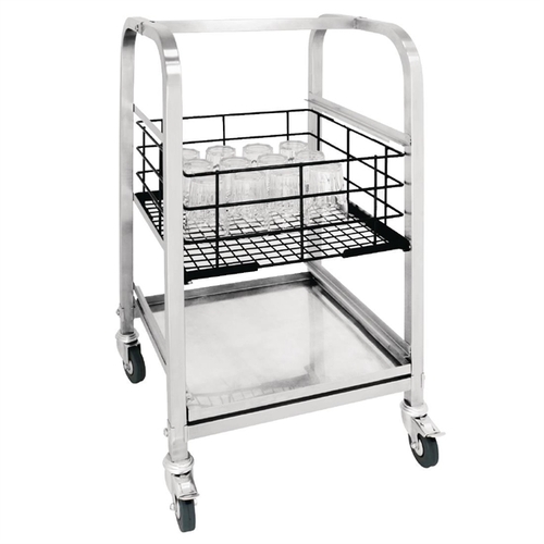 Vogue Glass Racking Trolley 3 Tiers for 350x430mm Baskets