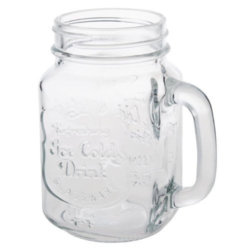 Olympia Handled Drinking Jar Printed "Ice Cold Drink" 450ml (Box of 12)