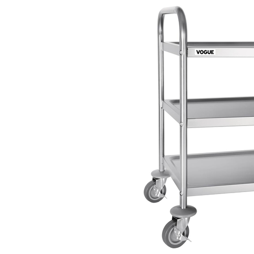 Vogue 3 Tier Clearing Trolley Stainless Steel 710x405x825mm - F993