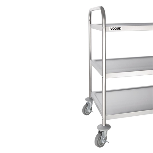 Vogue 3 Tier Flat Pack Trolley St/St  H940 x D537 x W875mm