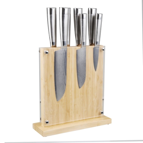 Vogue Magnetic Knife Block Bamboo 290x270x120mm