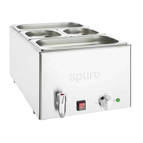 Apuro FT692-A Bain-Marie with Tap & Pans 2x GN 1/3 2x GN 1/6