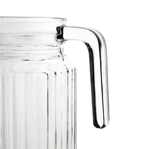 Olympia Ribbed Glass Jug with lid 1Ltr (Box of 6)