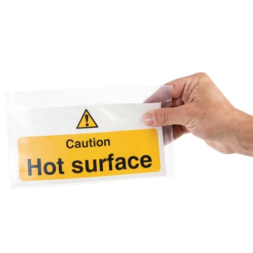 Vogue Caution Hot Surface Sign 100x200mm (Self-Adhesive)