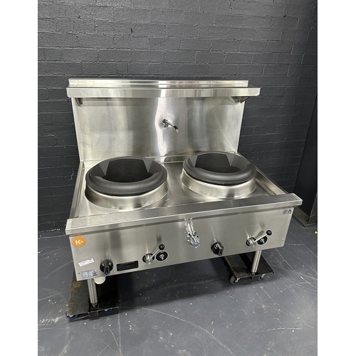 Pre-Owned B+S UFWW-2 - 2 Hole Gas Wok with Chimney Burners - PO-1598