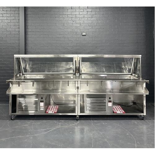 Pre-Owned Custom Made Cold Bar with 2 Cold Wells and Lift up Lids 