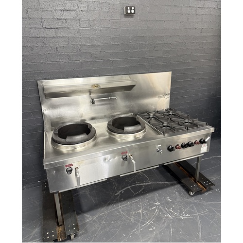 Pre-Owned Time CWS-T2B4 - Gas 2 Hole Wok with 4 Side Burners