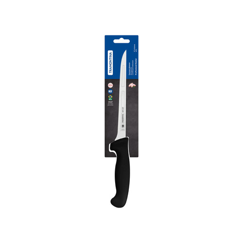 Tramontina Professional Boning Knife Straight Edge Narrow Flexi Blade Black Handle - 180mm