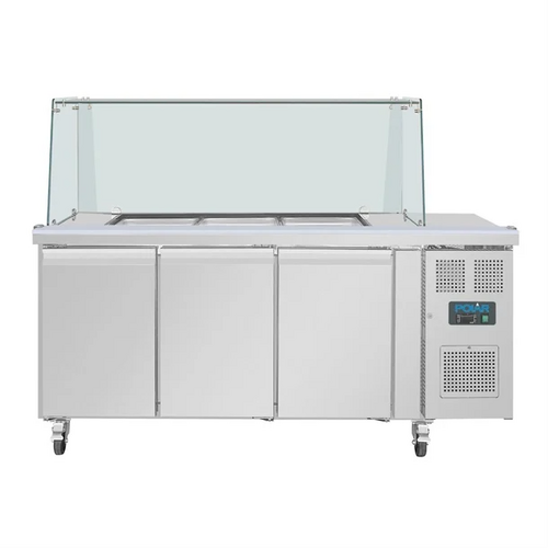 Polar UA018-A U-Series GN Counter Saladette with Square Sneeze Guard - 3 Door