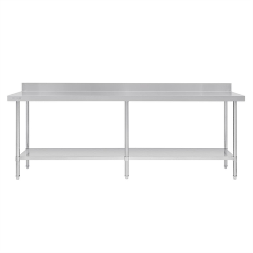 Vogue Premium Stainless Steel Table with Splashback 2400x600x900mm - DA343