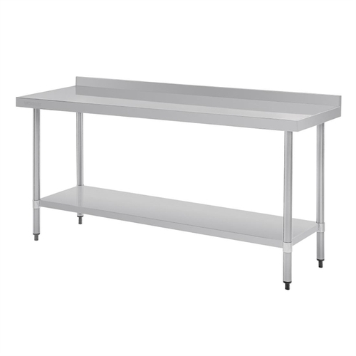 Vogue Stainless Steel Prep Table with Splashback 1800x600x900mm - T383