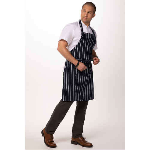 Striped Bib Apron No Pocket - Navy/White - APKNW - APKNW