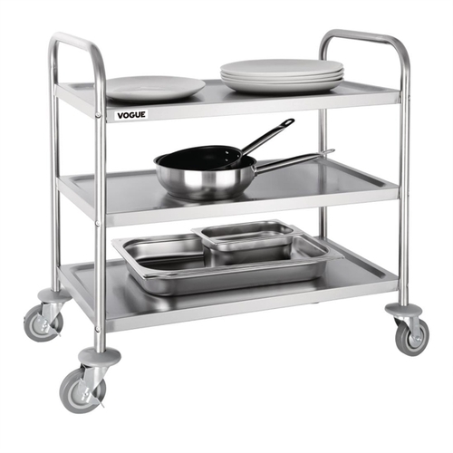 Vogue 3 Tier Clearing Trolley Stainless Steel 810x455x855mm - F994