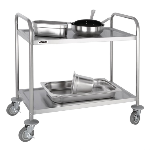 Vogue 2 Tier Clearing Trolley Stainless Steel 855x455x810mm - F997