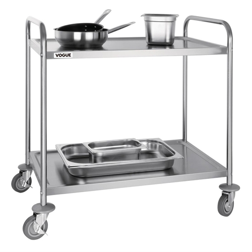 Vogue 2 Tier Clearing Trolley Stainless Steel 860x535x930mm - F998