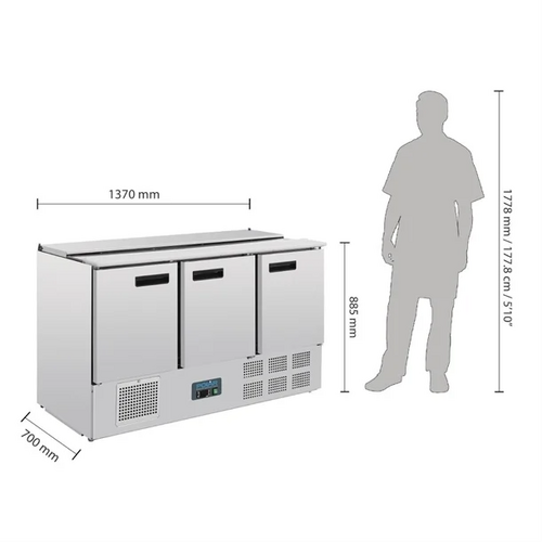 Polar G607-A G-Series Saladette Counter Fridge 368Ltr - G607-A