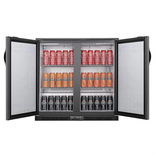 Polar GE998-A G-Series Back Bar Cooler with Double Solid Hinged Doors Black - 850mm - GE998-A