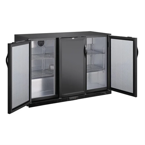 Polar GE999-A G-Series Back Bar Cooler with Triple Solid Hinged Doors Black - 850mm - GE999-A