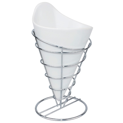 Olympia French Fry Holder Chrome Wire Cone 175x115mm - H980