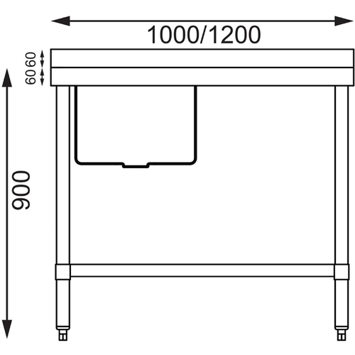 Vogue Single Bowl Sink R/H Drainer (90mm Drain) 1000x700mm - HC912