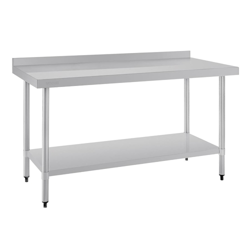 Vogue Stainless Steel Prep Table with Splashback 1500x600x900mm - T382